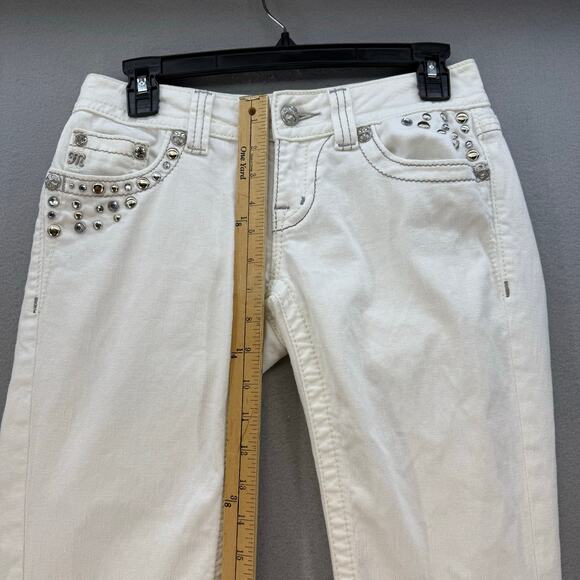 Miss Me Jeans Women's 26 (2) White Boot Cut Embellished Western Wear Summer - Picture 14 of 16